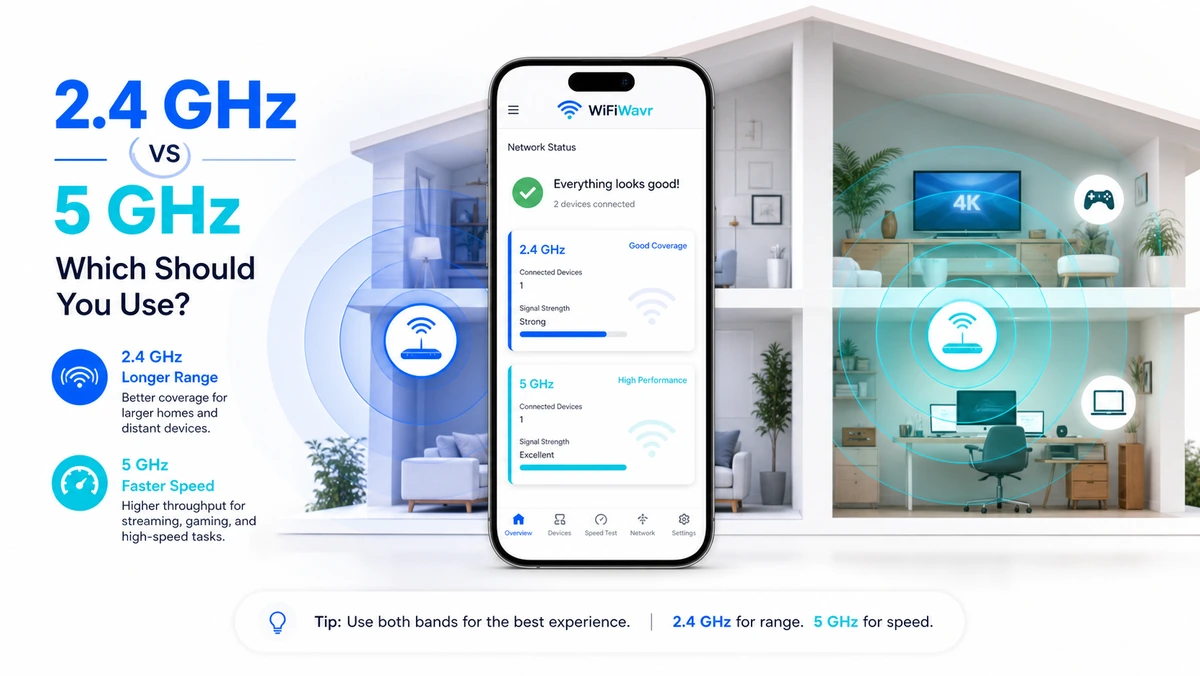 Choosing between 2.4 GHz and 5 GHz WiFi bands