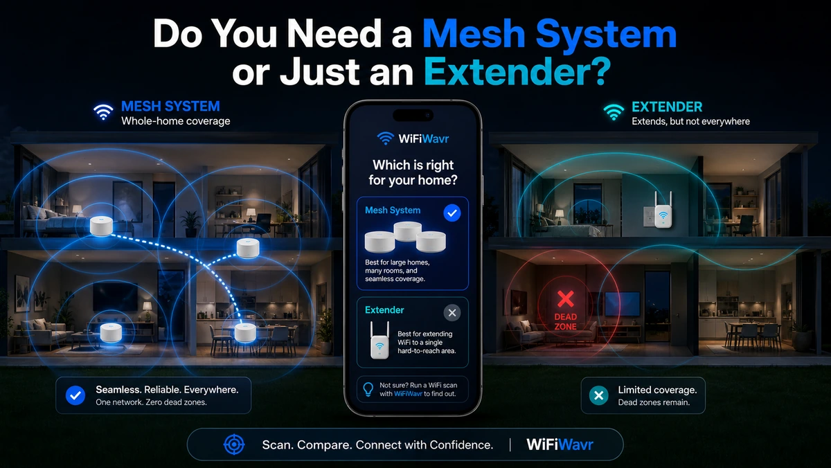 Deciding between a mesh WiFi system and a single WiFi extender